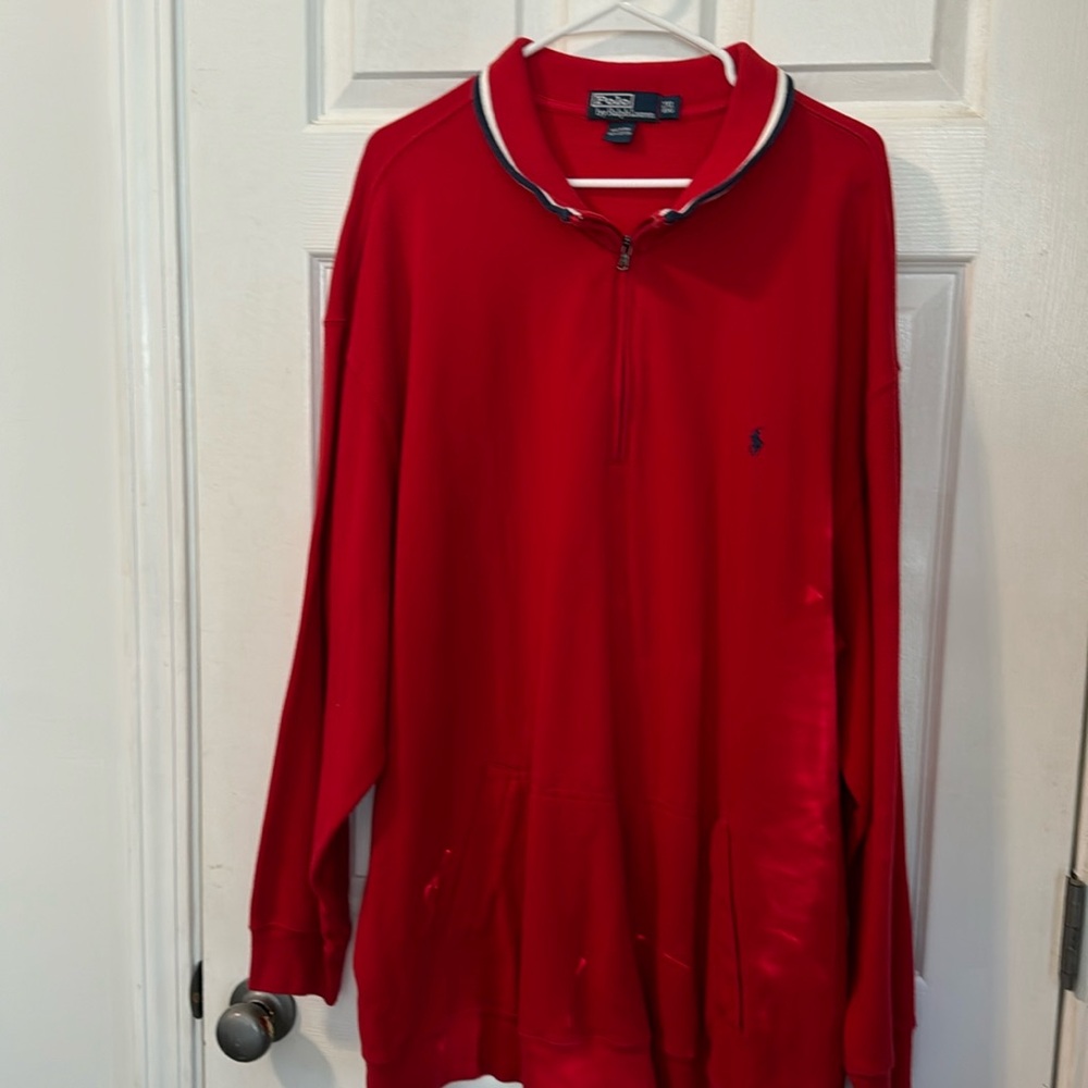 Men’s polo by Ralph Lauren zippered pull over. Red, size XXL big